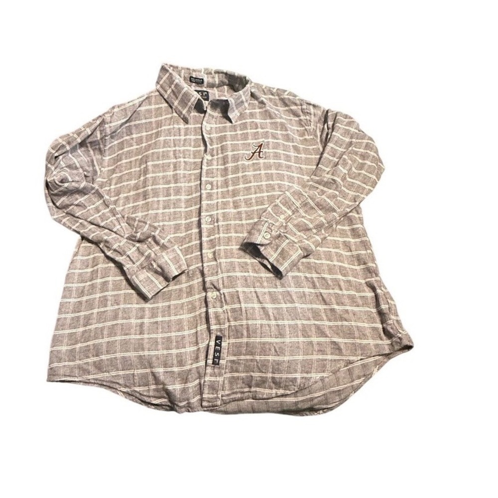 VESI Sportswear Mens‎ XXL Large Gray Plaid Long Sleeve Button Up Shirt Alabama